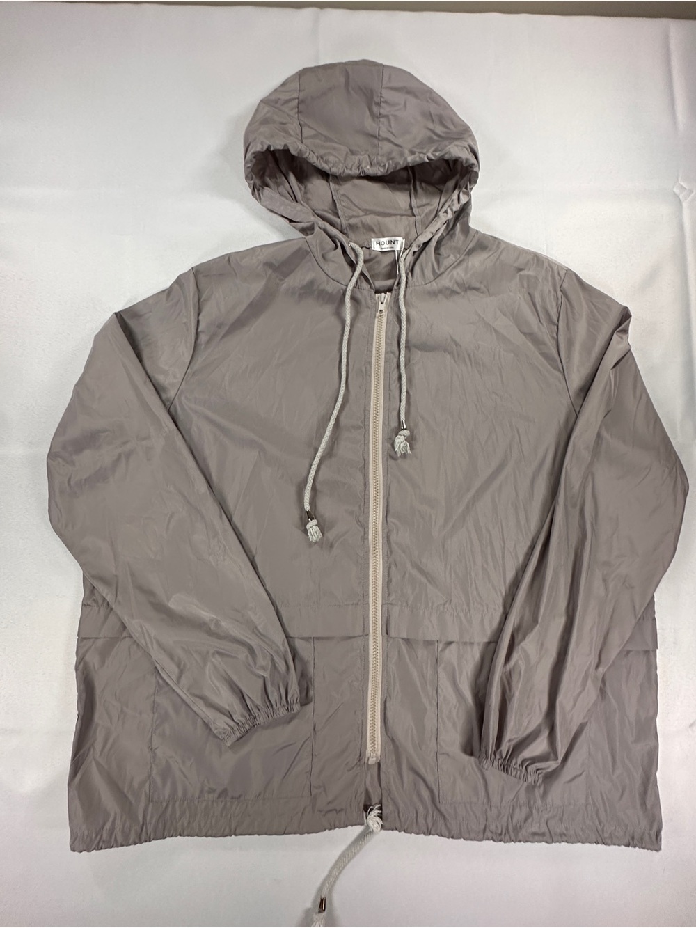 HOUNT Gray Taupe Hooded Windbreaker Jacket XXL